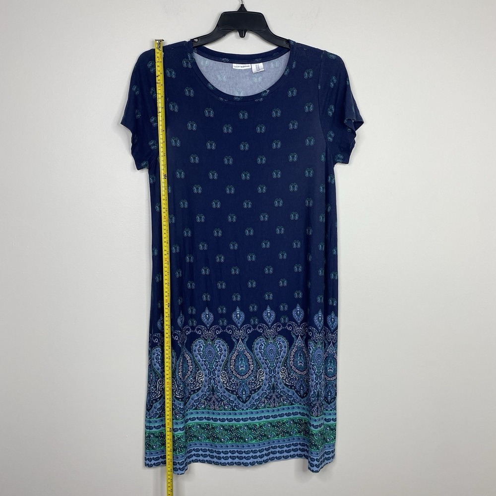 Lucky Brand Tee Shirt Dress Womens Plus Size 1X Blue/Green Paisley Print - Picture 6 of 11